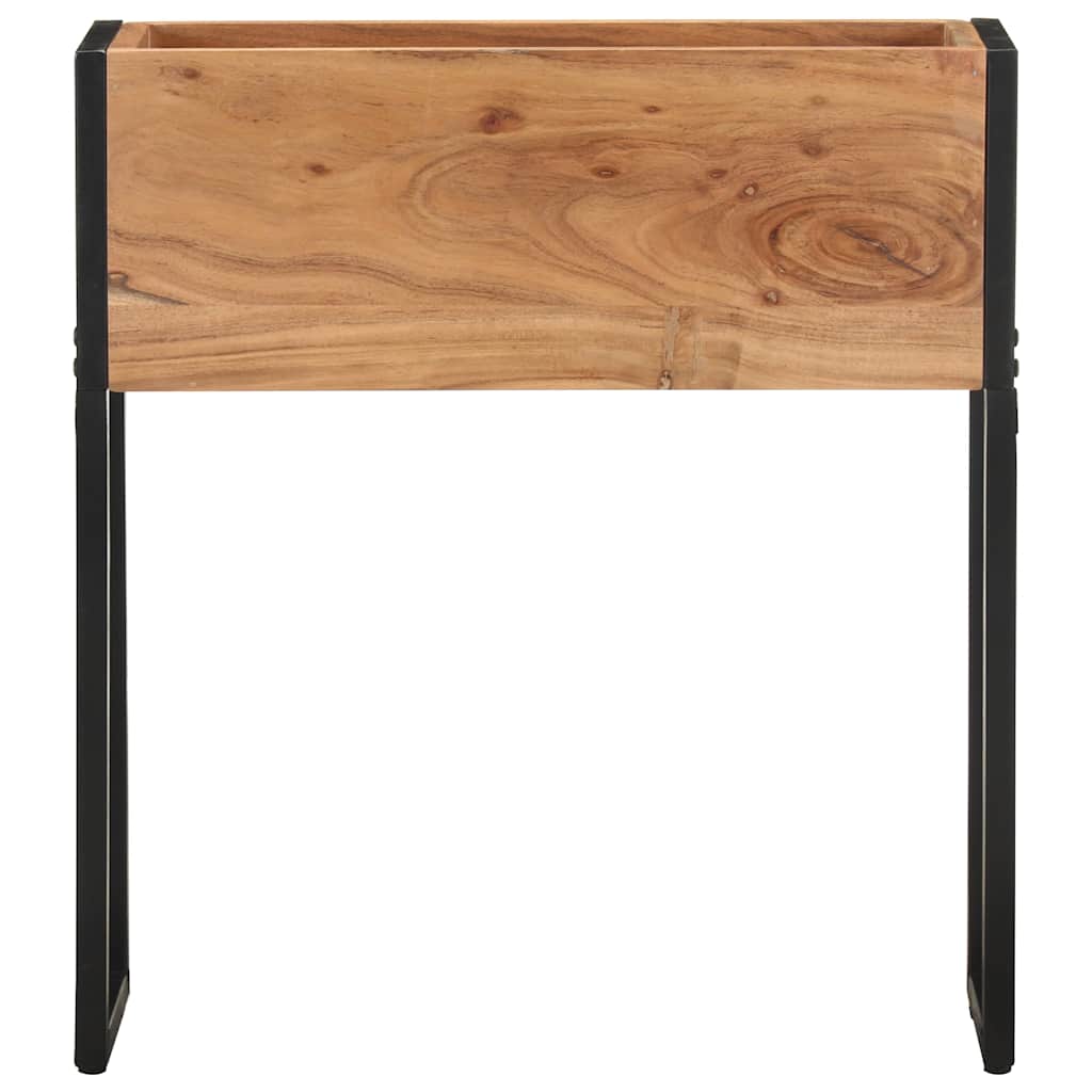vidaXL Planter | Natural Wood, Black | Solid Acacia Wood | Medium 2