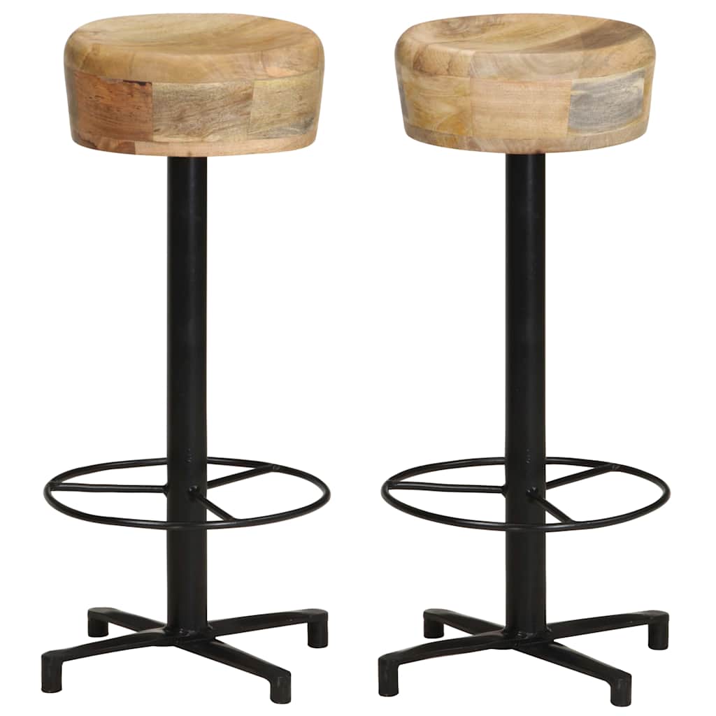 Bar Stools 2 pcs Solid Mango Wood 76 cm