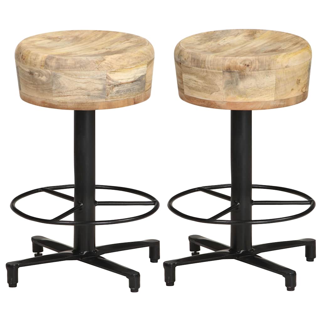 Bar Stools 2 pcs Solid Mango Wood 52 cm