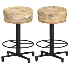 Bar Stools 2 pcs Solid Mango Wood 52 cm