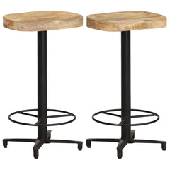 Bar Stools 2 pcs Solid Mango Wood 66 cm