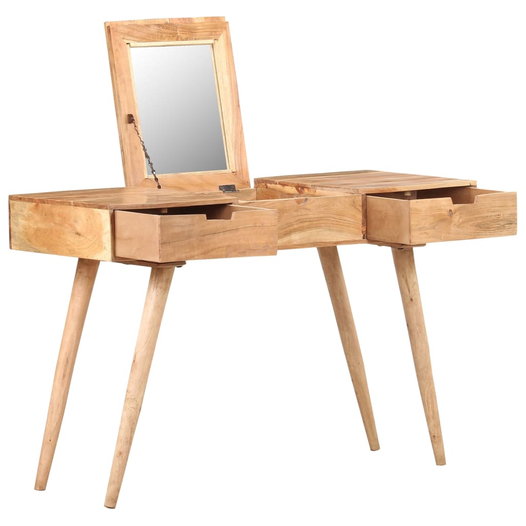 vidaXL Dressing Table with Mirror 112x45x76 cm Solid Acacia Wood 1