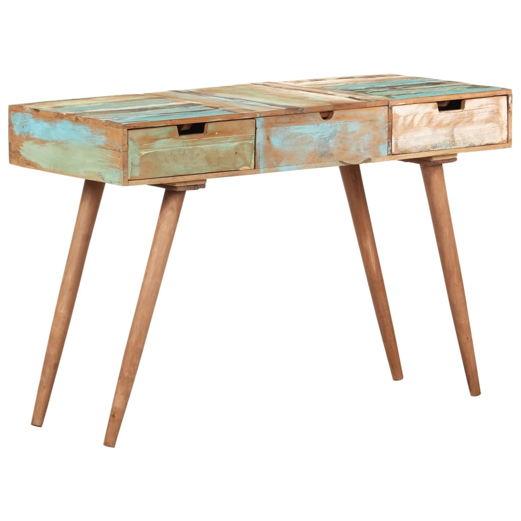 vidaXL Dressing Table with Mirror 112x45x76 cm Solid Reclaimed Wood 2