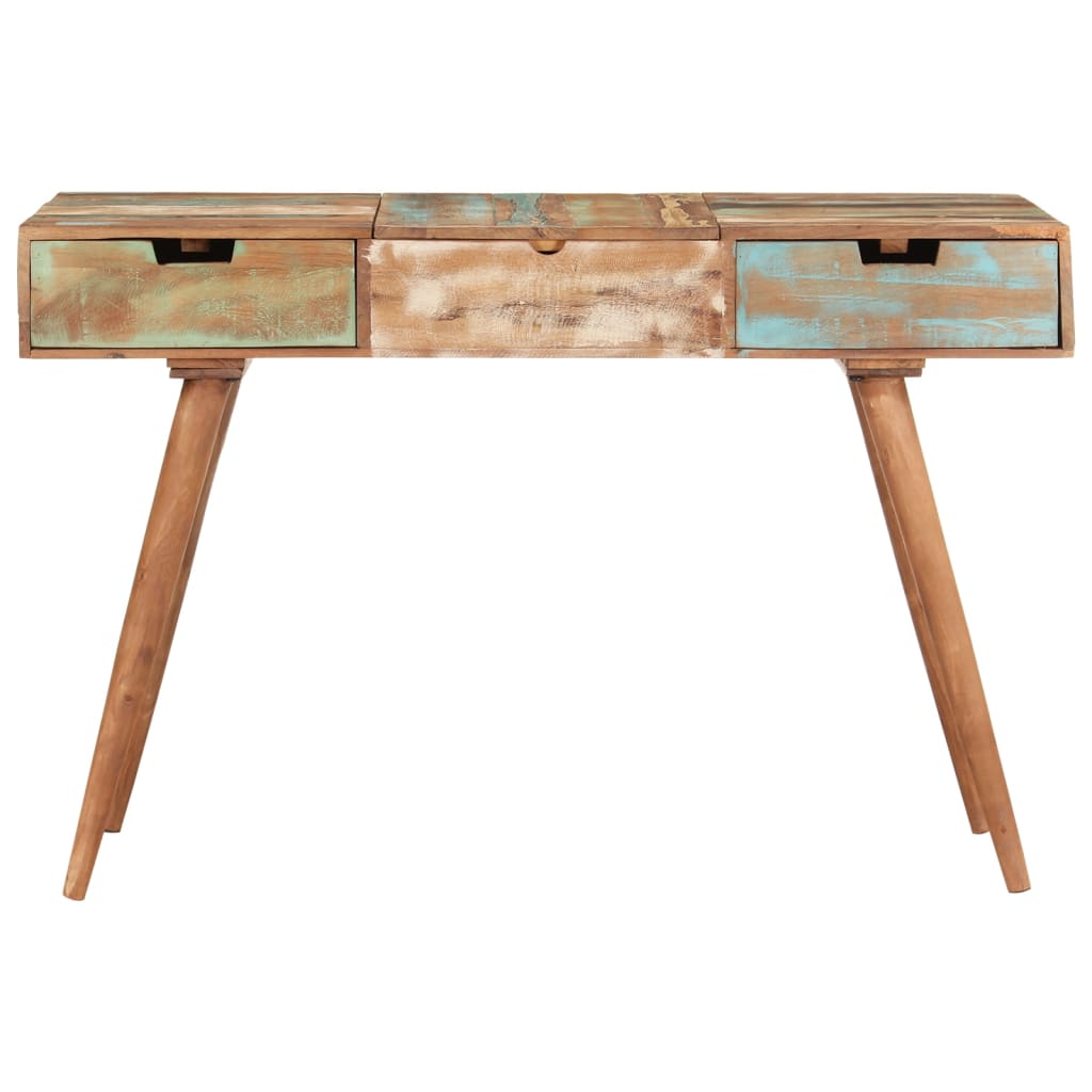 vidaXL Dressing Table with Mirror 112x45x76 cm Solid Reclaimed Wood 3
