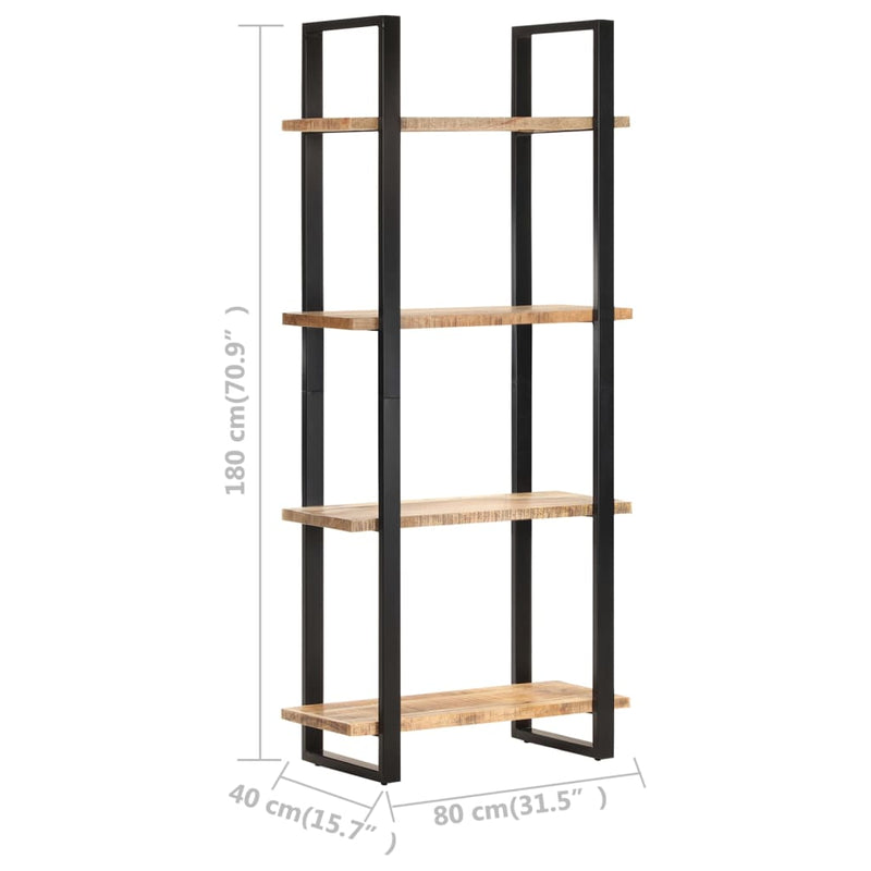 4-Tier Bookcase 80x40x180 cm Rough Mango Wood