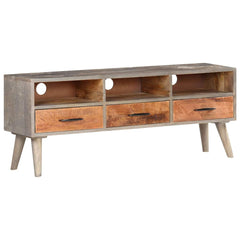 321805 vidaXL TV Cabinet Grey 130x35x51 cm Solid Rough Mango Wood 3