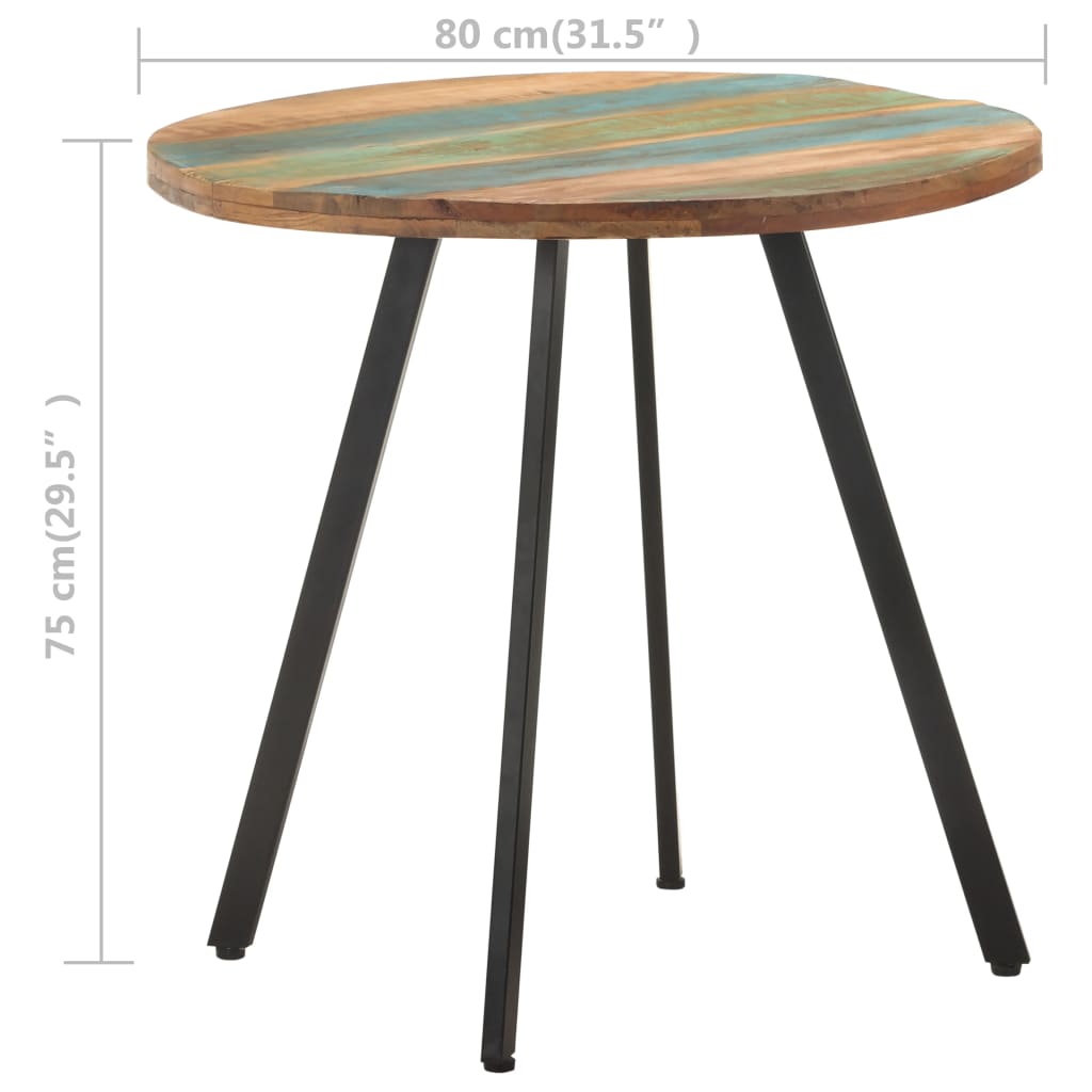 vidaXL Dining Table 80 cm Solid Reclaimed Wood 4