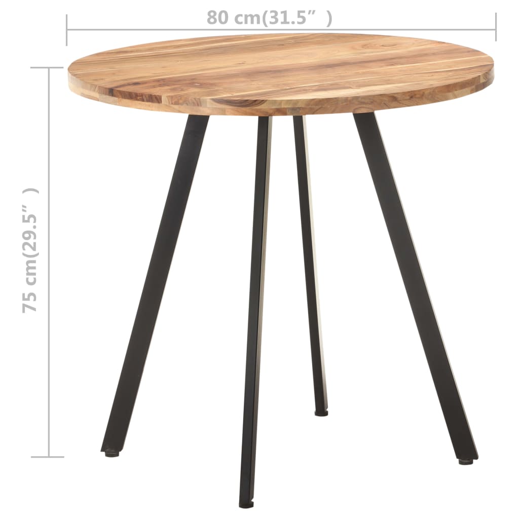 vidaXL Dining Table 80 cm Solid Acacia Wood 4