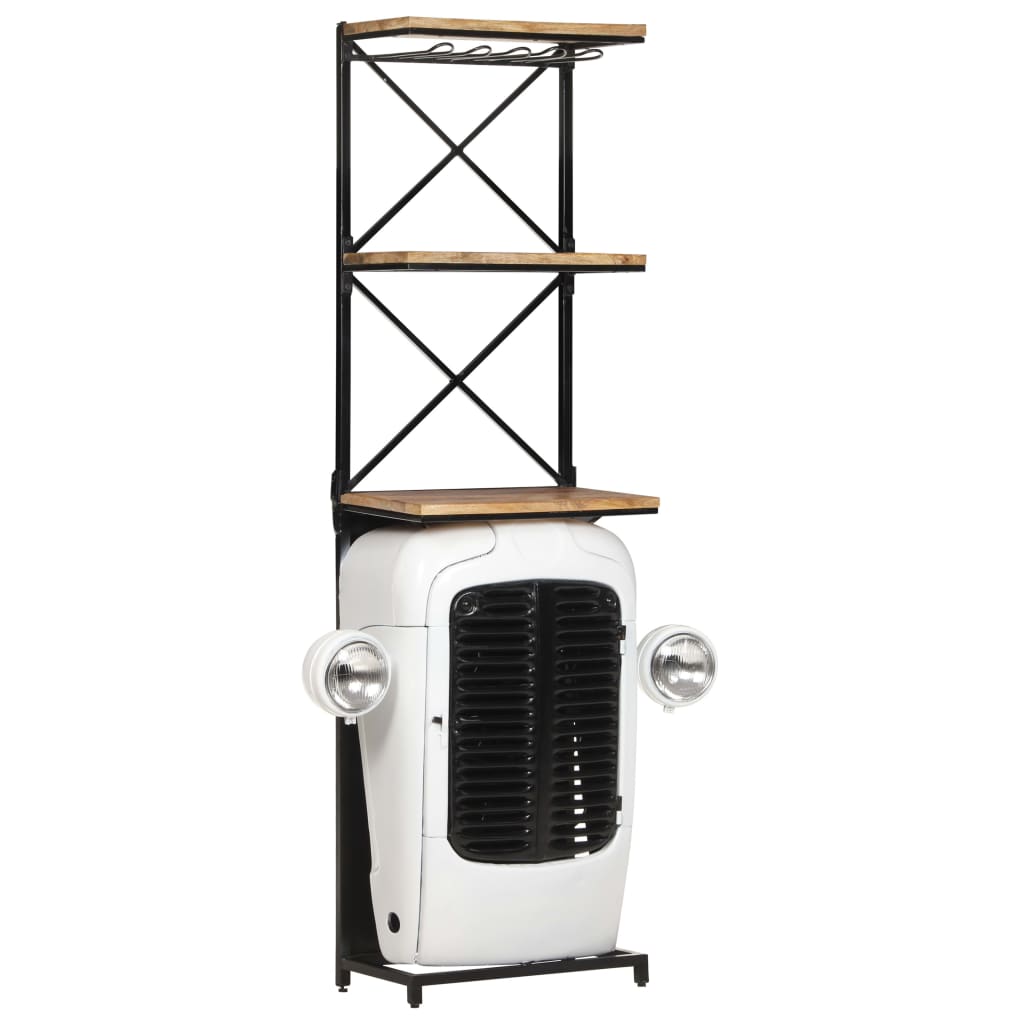 vidaXL Tractor Wine Cabinet White 49x31x172 cm Rough Mango Wood 1