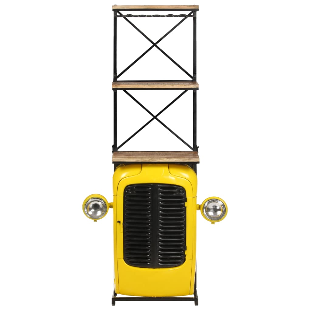 vidaXL Tractor Wine Cabinet Yellow 49x31x172 cm Solid Mango Wood 3