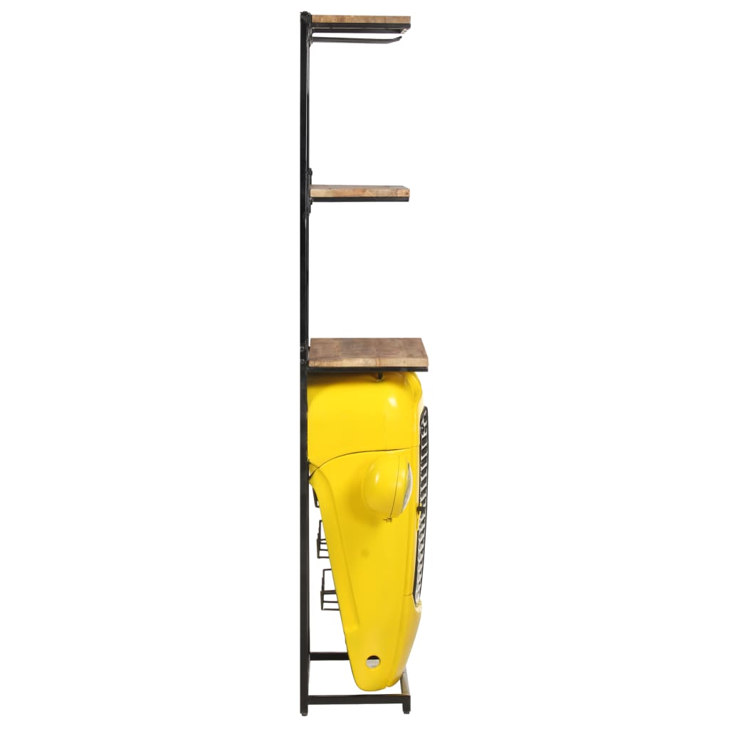 vidaXL Tractor Wine Cabinet Yellow 49x31x172 cm Solid Mango Wood 4