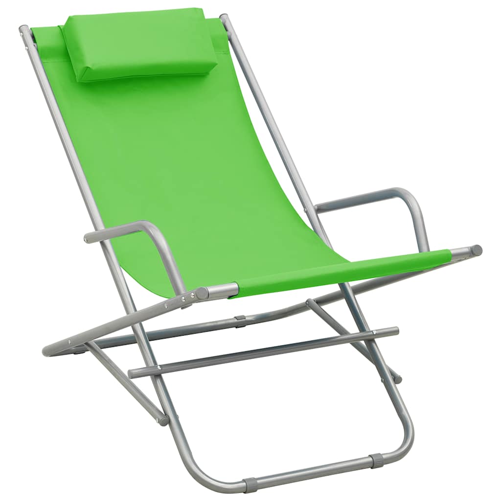 Reclining Deck Chairs 2 pcs Steel Green