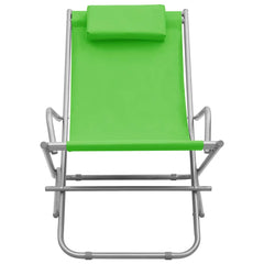 Reclining Deck Chairs 2 pcs Steel Green