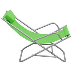 Reclining Deck Chairs 2 pcs Steel Green