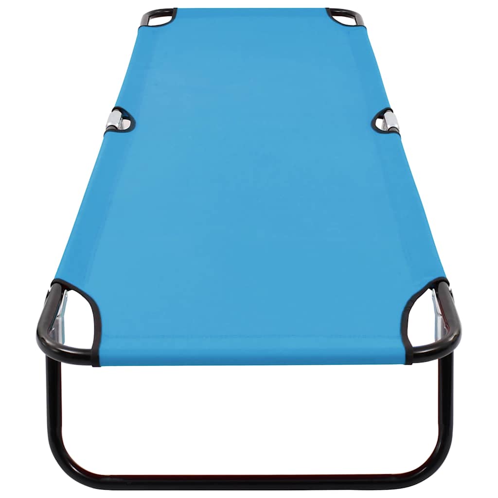 Folding Sun Lounger Steel Turquoise blue