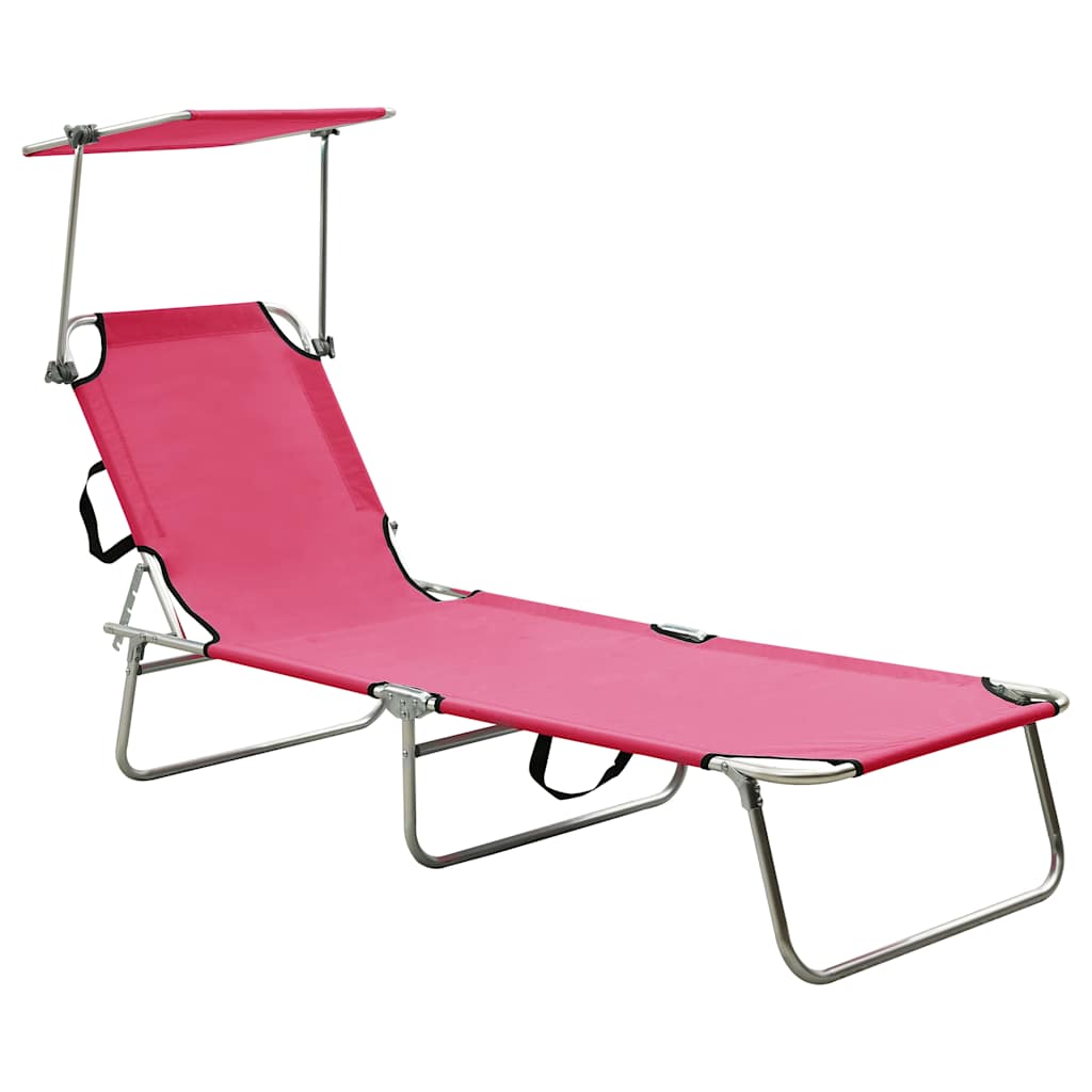 vidaXL Folding Sun Lounger with Canopy Aluminium