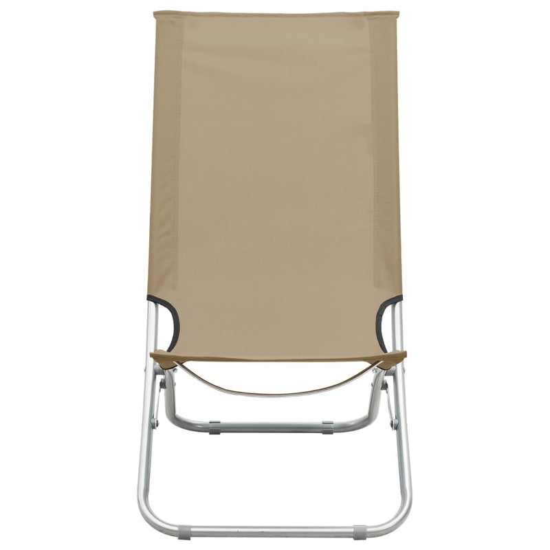 Folding Beach Chairs 2 pcs Taupe Fabric