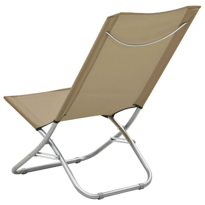 Folding Beach Chairs 2 pcs Taupe Fabric