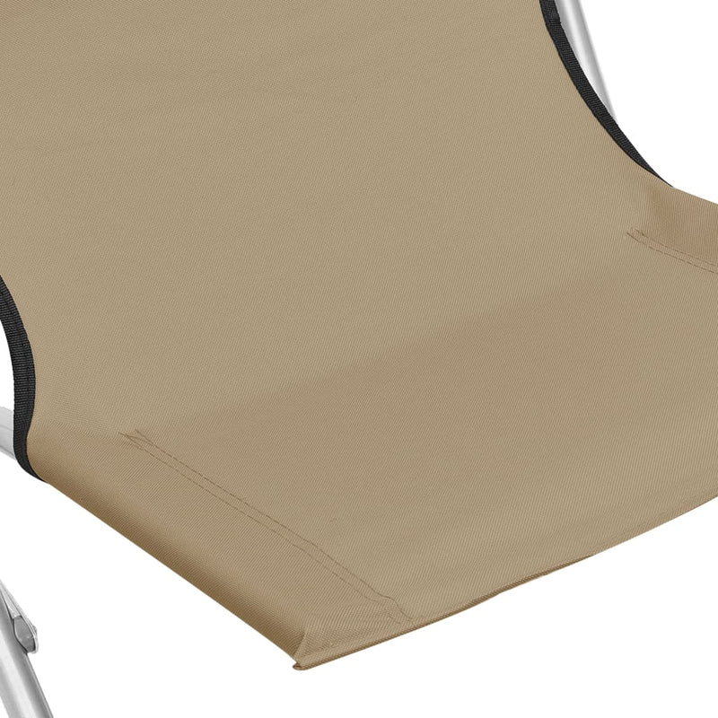 Folding Beach Chairs 2 pcs Taupe Fabric