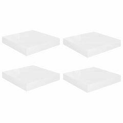 vidaXL Wall Shelf | Set of 4 | High gloss white | Honeycomb MDF, metal 2