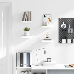 vidaXL Wall Shelf | Set of 4 | High gloss white | Honeycomb MDF, metal 3
