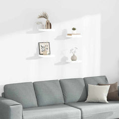 vidaXL Wall Shelf | Set of 4 | High gloss white | Honeycomb MDF, metal 1