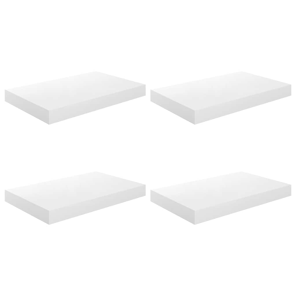 vidaXL Floating Wall Shelves 4 pcs High Gloss White 40x23.5x3.8 cm MDF 2