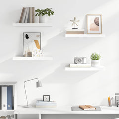 vidaXL Floating Wall Shelves 4 pcs High Gloss White 50x23.5x3.8 cm MDF 3