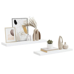 vidaXL Wall Shelf | Set of 2 | High gloss white | Honeycomb MDF, metal | Medium 5