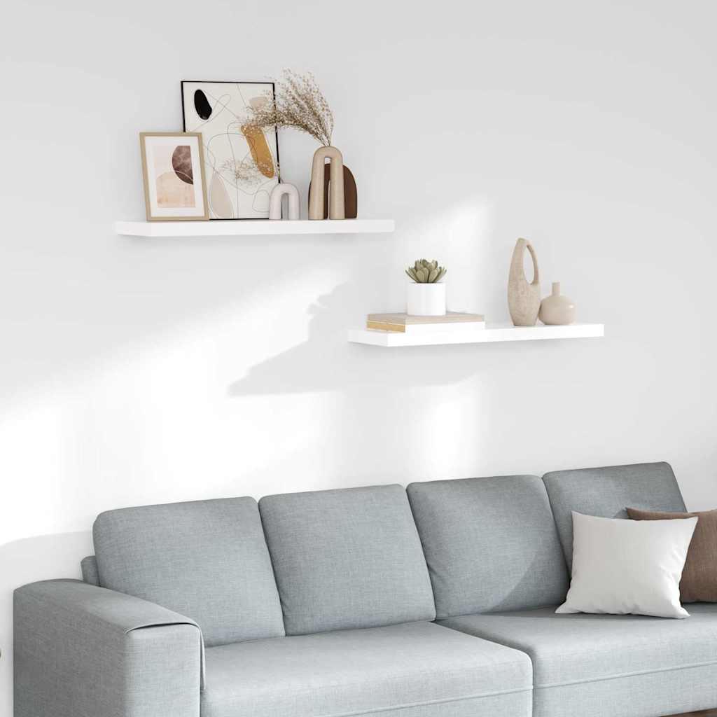 vidaXL Wall Shelf | Set of 2 | High gloss white | Honeycomb MDF, metal | Medium 1