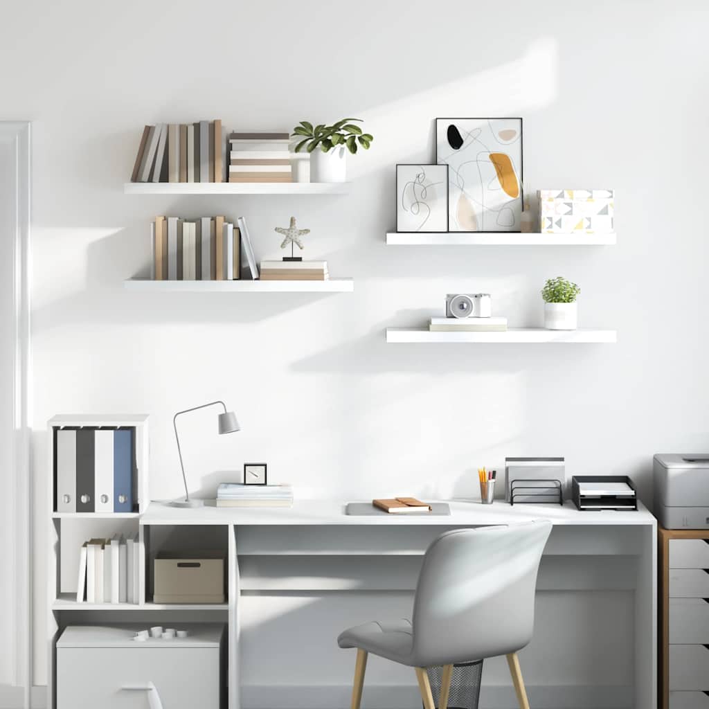 vidaXL Wall Shelf | Set of 4 | High gloss white | Honeycomb MDF, metal | Medium 3