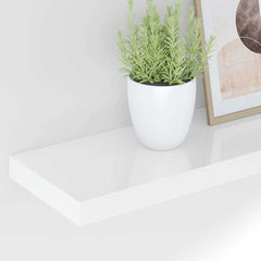vidaXL Wall Shelf | Set of 2 | High gloss white | Honeycomb MDF, Metal | Large 4