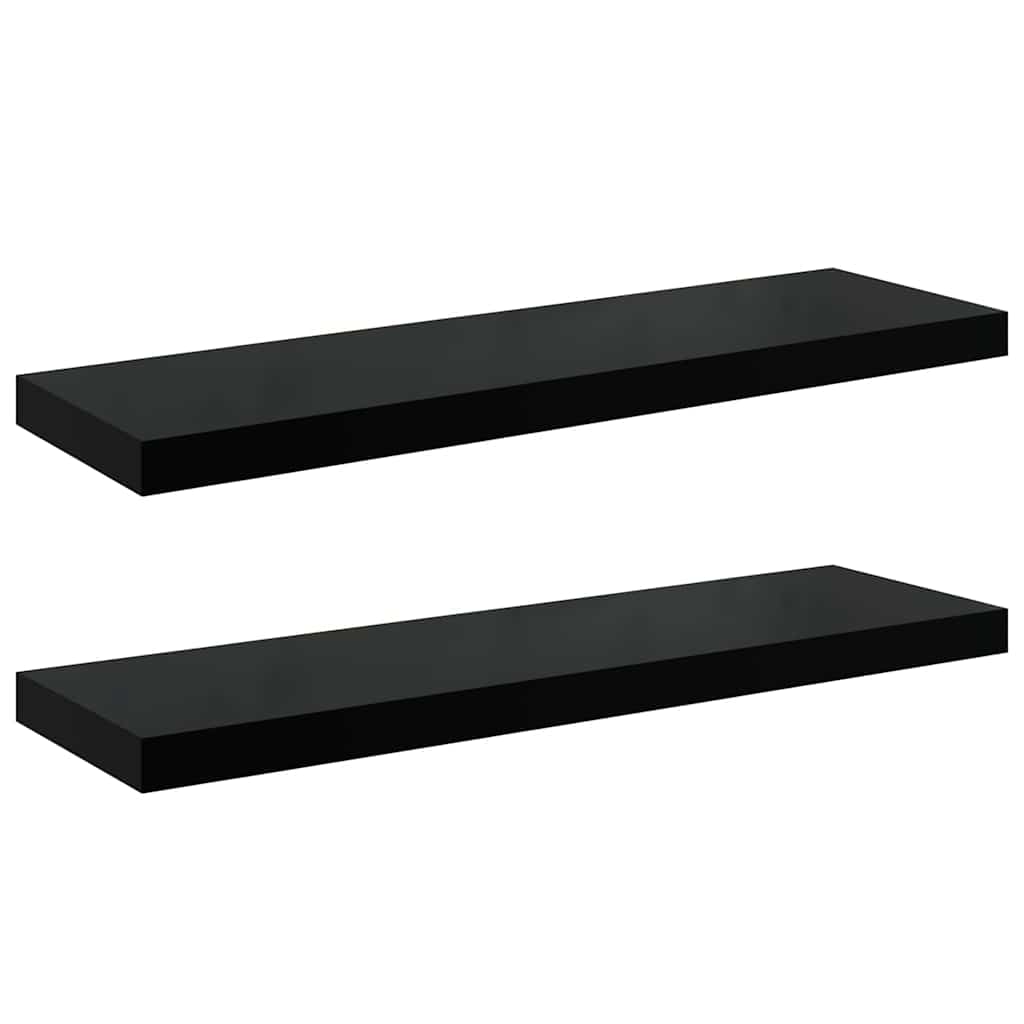 vidaXL Wall Shelf | Set of 2 | High gloss black | Honeycomb MDF, metal 2