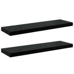 vidaXL Wall Shelf | Set of 2 | High gloss black | Honeycomb MDF, metal 2