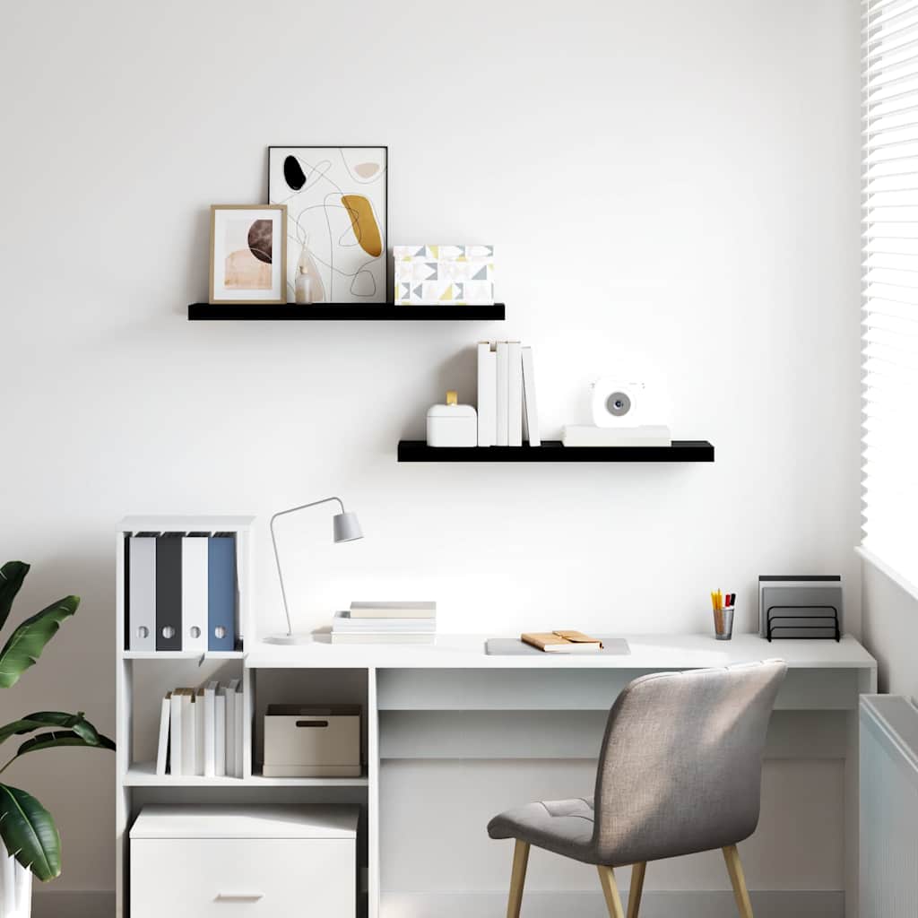 vidaXL Wall Shelf | Set of 2 | High gloss black | Honeycomb MDF, metal 3
