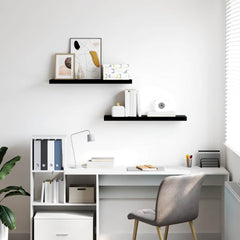 vidaXL Wall Shelf | Set of 2 | High gloss black | Honeycomb MDF, metal 3
