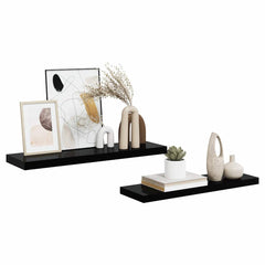 vidaXL Wall Shelf | Set of 2 | High gloss black | Honeycomb MDF, metal 5