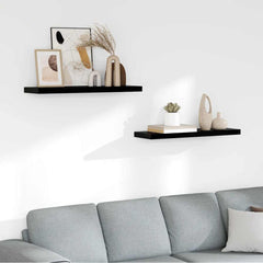 vidaXL Wall Shelf | Set of 2 | High gloss black | Honeycomb MDF, metal 1