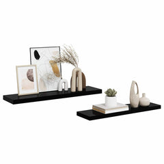 vidaXL Wall Shelf | Set of 2 | High gloss black | Honeycomb MDF, metal 5