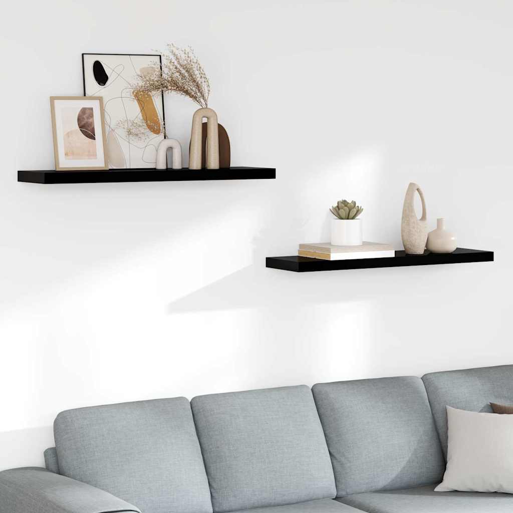 vidaXL Wall Shelf | Set of 2 | High gloss black | Honeycomb MDF, metal 1