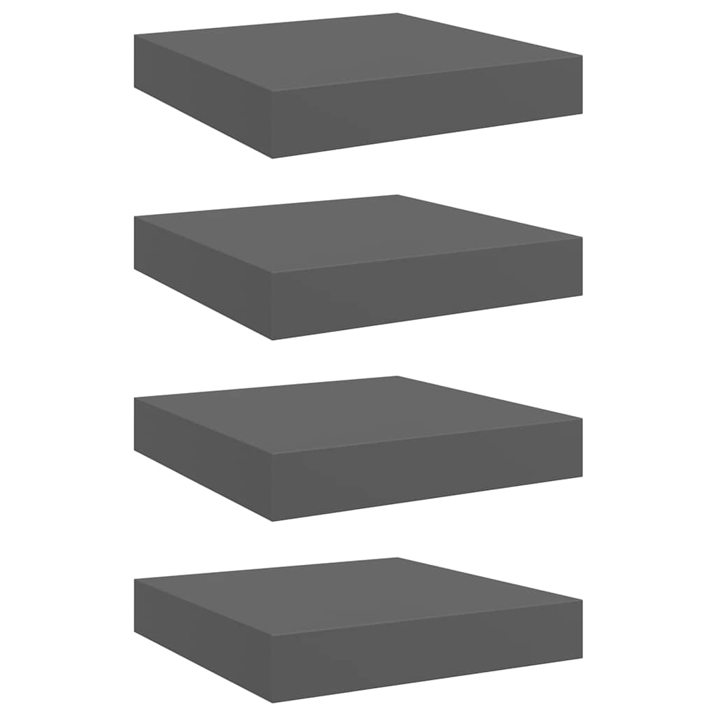 vidaXL Wall Shelf | Set of 4 | High gloss grey | Honeycomb MDF, metal | Compact 2