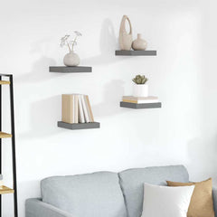 vidaXL Wall Shelf | Set of 4 | High gloss grey | Honeycomb MDF, metal | Compact 1