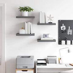 vidaXL Floating Wall Shelves 4 pcs High Gloss Grey 40x23.5x3.8 cm MDF 3