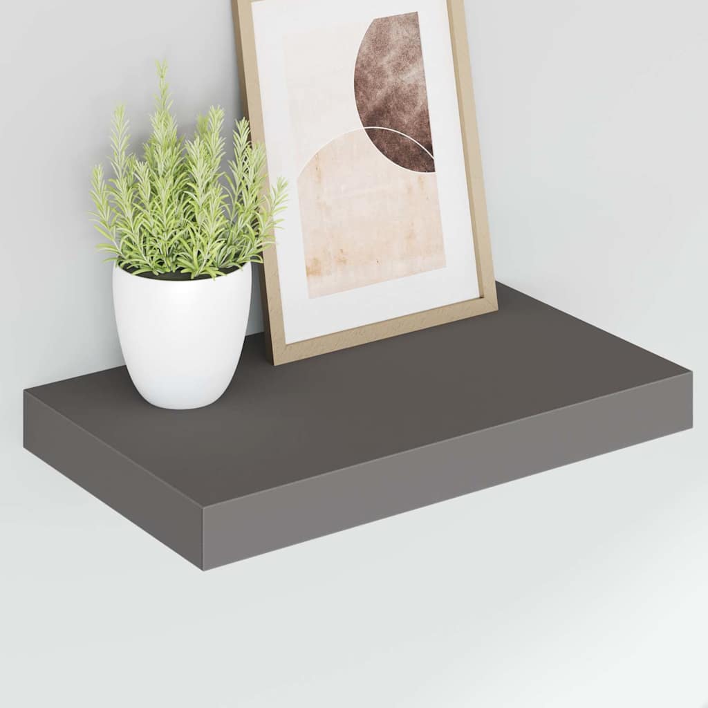 vidaXL Floating Wall Shelves 4 pcs High Gloss Grey 40x23.5x3.8 cm MDF 4