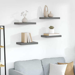 vidaXL Floating Wall Shelves 4 pcs High Gloss Grey 40x23.5x3.8 cm MDF 1