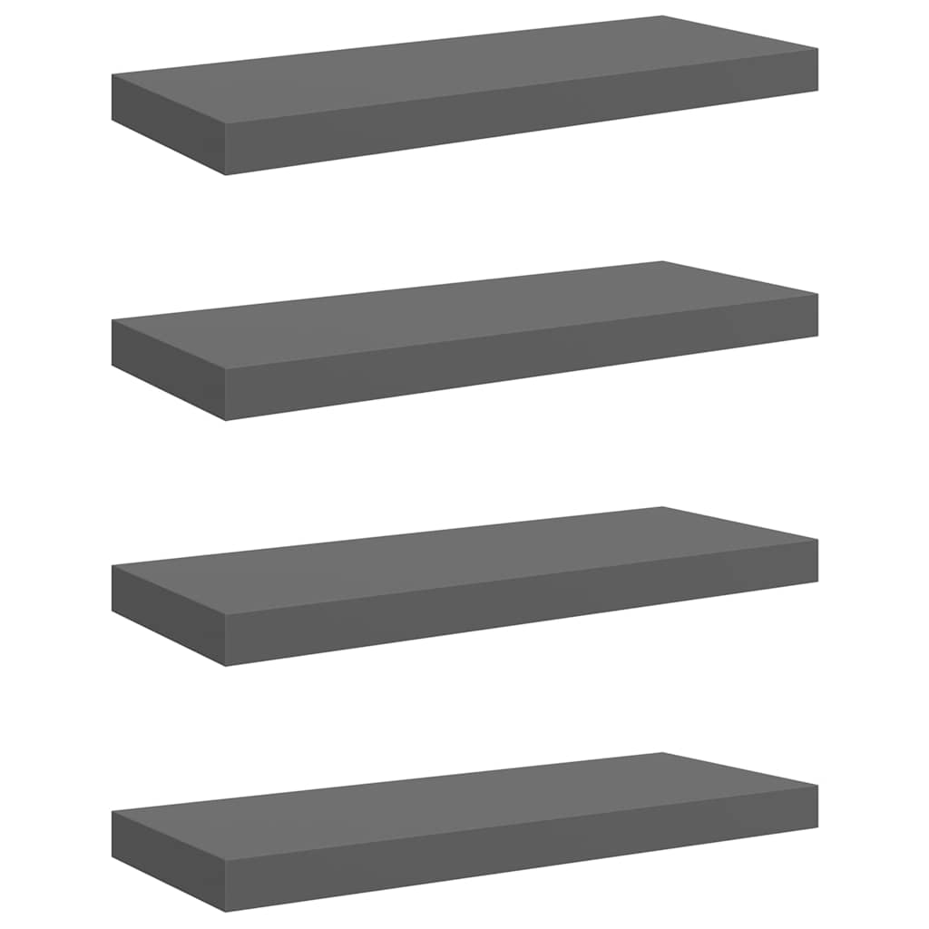 vidaXL Wall Shelf | Set of 4 | High gloss grey | Honeycomb MDF, metal 2