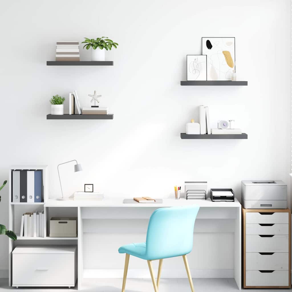 Floating Wall Shelves 60x23,5x3,8 cm MDF 4 60 x 23.5 x 3.8 cm High gloss grey