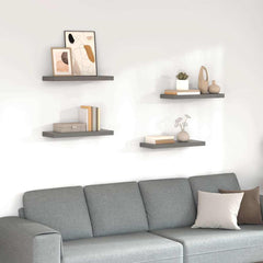 vidaXL Wall Shelf | Set of 4 | High gloss grey | Honeycomb MDF, metal 1
