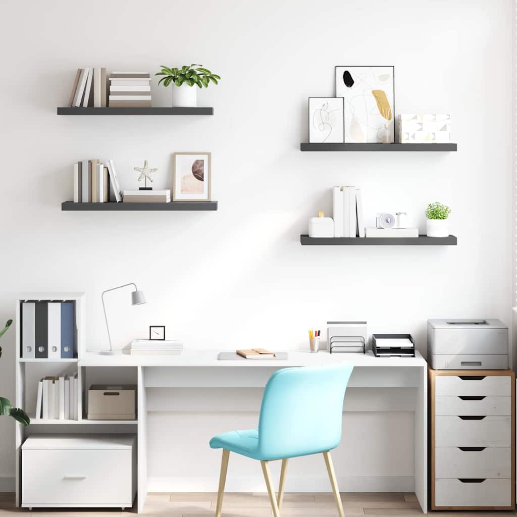 Floating Wall Shelves 80x23,5x3,8 cm MDF 4 80 x 23.5 x 3.8 cm High gloss grey