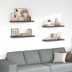 vidaXL Wall Shelf | Set of 4 | High gloss grey | Honeycomb MDF, metal | Standard 1